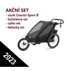 THULE CHARIOT SPORT 2 Midnight Black 2023 + bike set + kočárkový set + běžecký set